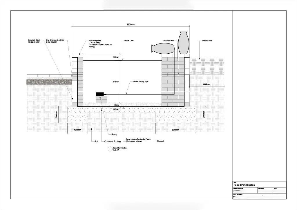 Construction detail drawing showing a build-up section