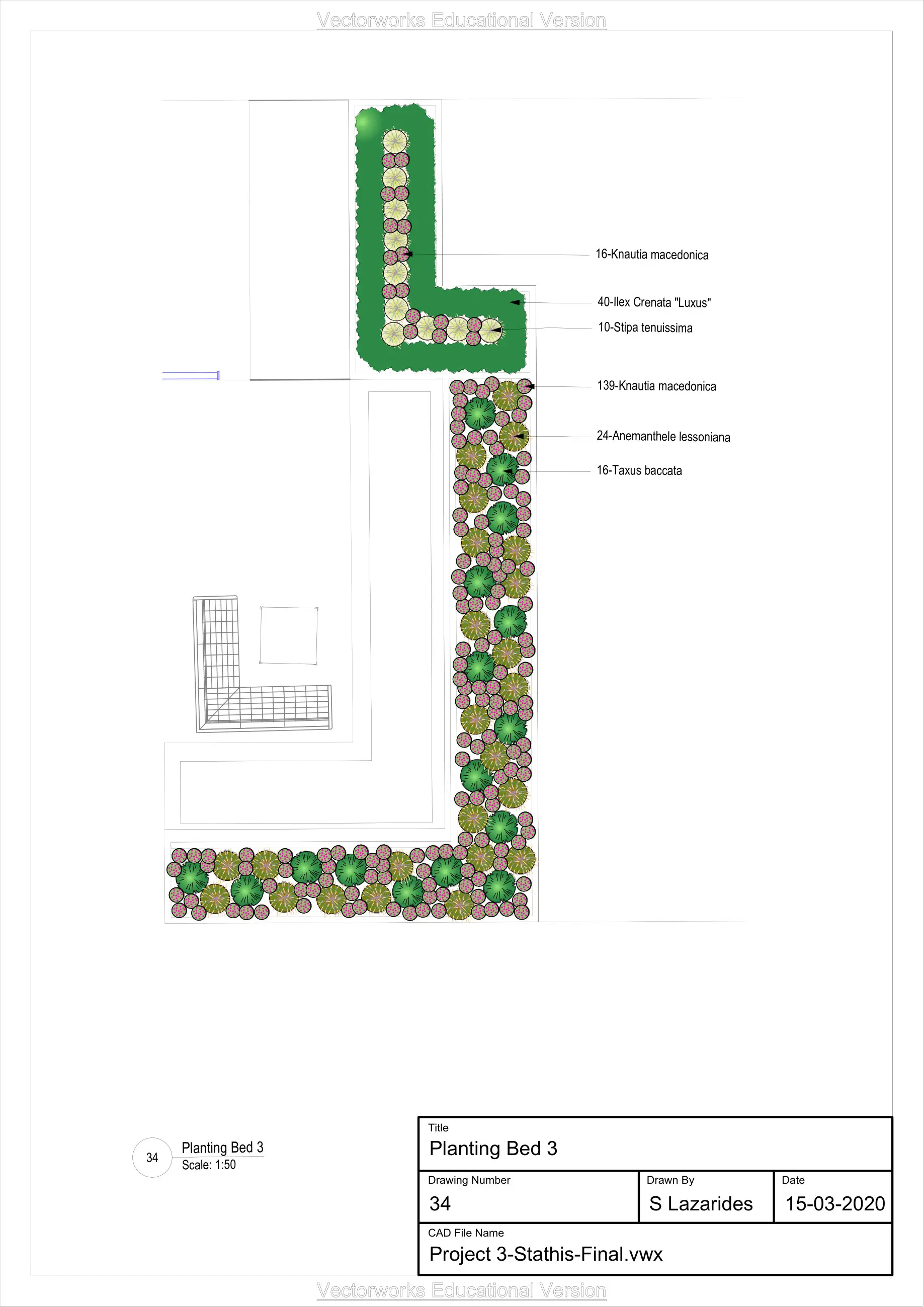 Detailed planting plan for a third planting bed
